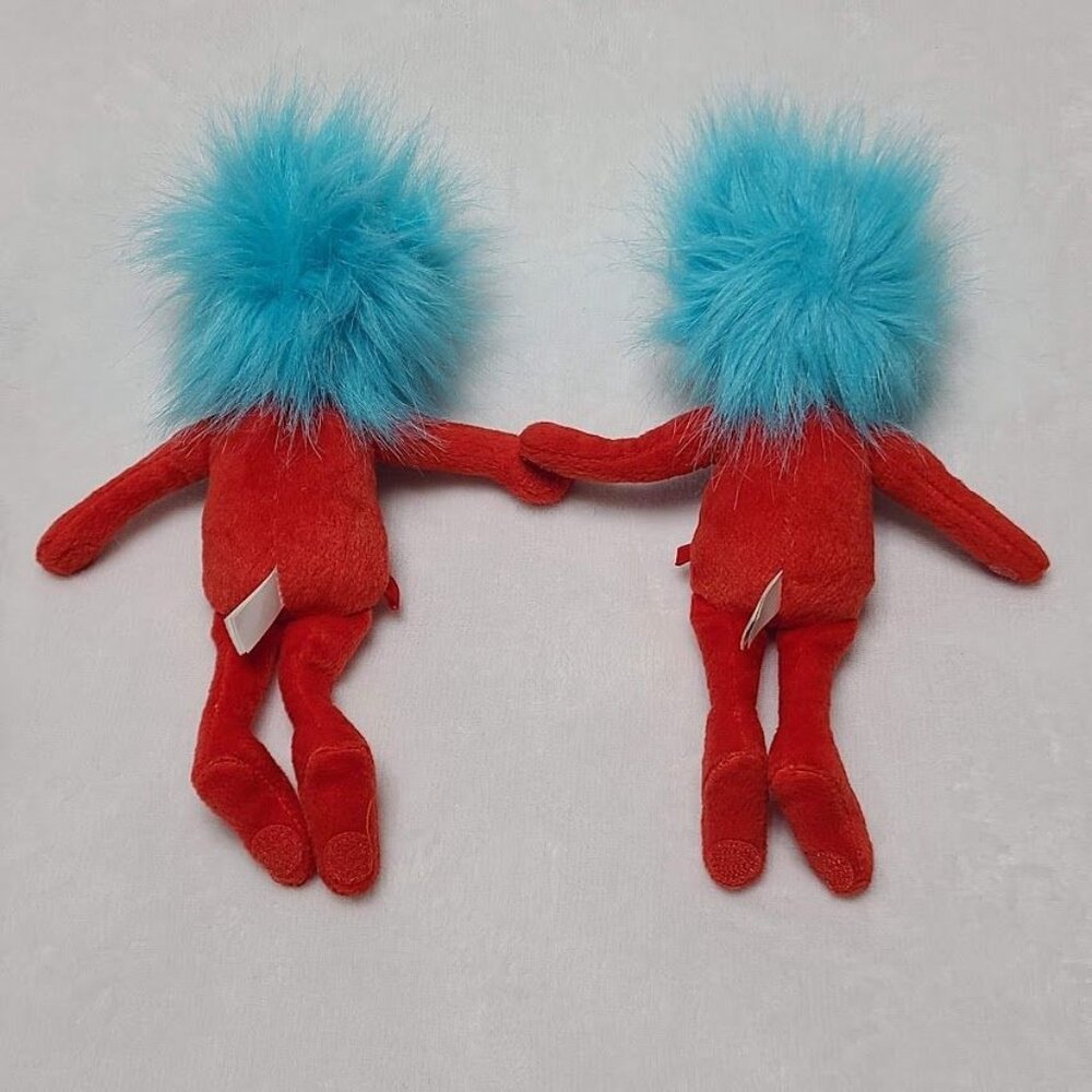 Dr Seuss Thing 1 & 2 Cat In The Hat 10" Plush Stuffed Dolls 2016 Manhattan Toy - Picture 3 of 12